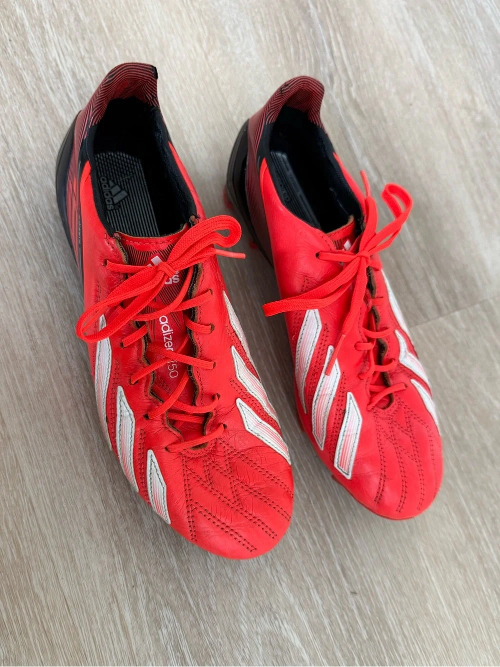 Adidas Adizero F50 Rare Leather FG Cleats Infrared, White, Black in Size 8 Men’s